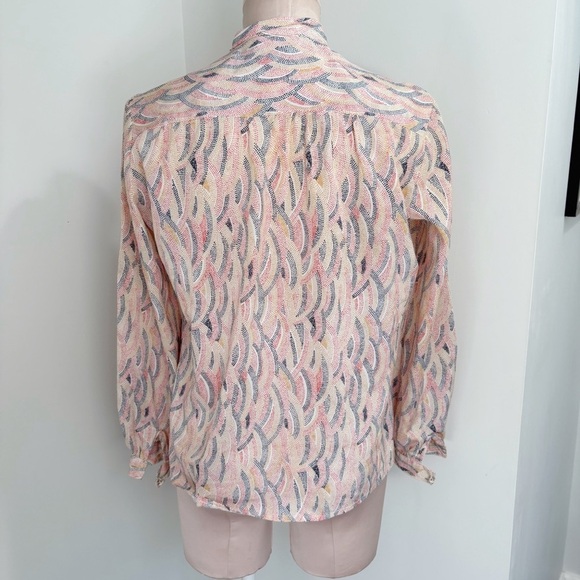 🌷 sales* Vintage Tie Neck Bow Top Paisley Size Medium Waves Retro Rare Career - Picture 3 of 16